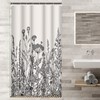 Grey Camper Shower Curtain With Botanical Vintage Engraving, Waterproof Bathroom Decor 