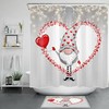 Grey Cute Gnome Red Love Heart Shower Curtain for Bathroom Decor