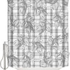 Grey Fruit Lemon Shower Curtain - Buffalo Plaid Check Bath Curtains - Washable Cloth Fabric Bathroom Decor