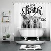 Grey Funny Word Wild Highland Cow Bathtub Shower Curtain For Bathroom Decor