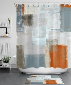 Grey Geometric Pattern Shower Curtain - Abstract and Modern Bathroom Decor