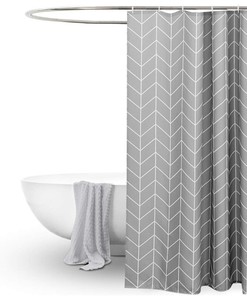 Grey Geometric Patterned Shower Curtain for Modern Bathroom
