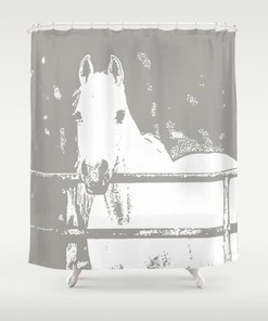 Grey Horse Shower Curtain - Animal Print Bathroom Decor with Elegant and Sophisticated Design