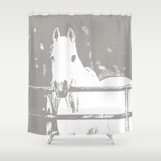 Grey Horse Shower Curtain - Animal Print Bathroom Decor with Elegant and Sophisticated Design