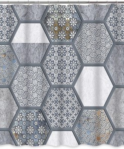 Grey Marble Abstract Geometric Shower Curtain for Modern Bathroom Decor