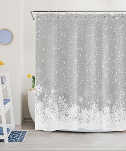 Grey Merry Christmas Shower Curtain With Snowflake Print - Add A Festive Vibe To Your Bathroom