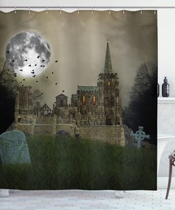 Grey Moon Phase Shower Curtain