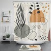 Grey Palm Leaf and Orange Color Block Geometric Mid Century Shower Curtain