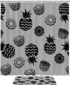 Grey Pattern Pineapples Shower Curtain for Bathroom Decor