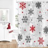 Grey Red White Snowflake Christmas Winter Shower Curtain Home Bathtub Decor