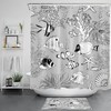 Grey Seashell, Coral, Starfish, and Tropical Fish Shower Curtain for Bathroom