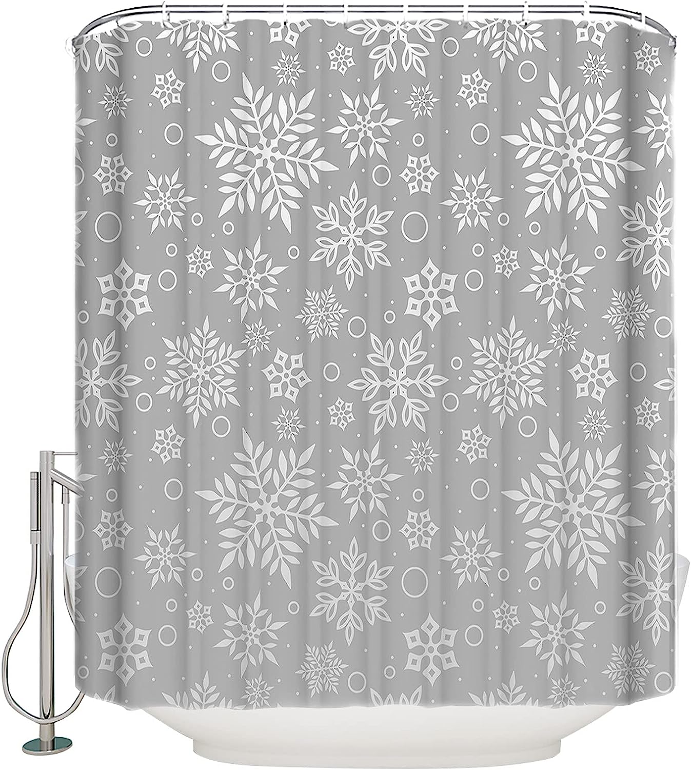 Grey Snowflake Winter Holiday Shower Curtain For A Cozy Christmas