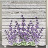 Grey Striped Lavender Floral Fabric Shower Curtain with Waterproof Art Design