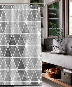 Grey Triangle Print Shower Curtain For Modern Bathroom