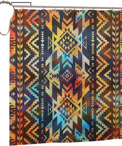 Grey Tribal Shower Curtain - Ethnic and Native American Bathroom Decor with Southwestern and Western Accents