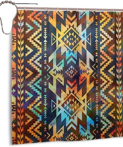 Grey Tribal Shower Curtain - Ethnic and Native American Bathroom Decor with Southwestern and Western Accents