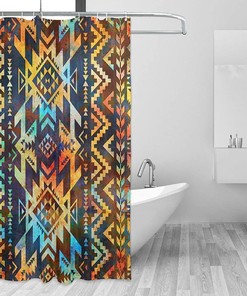 Grey Tribal Shower Curtain - Ethnic and Native American Bathroom Decor with Southwestern and Western Accents