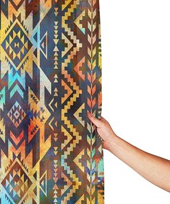Grey Tribal Shower Curtain - Ethnic and Native American Bathroom Decor with Southwestern and Western Accents