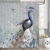 Grey Vintage Peacock Painting Shower Curtain - Classic Retro Asian Art Style