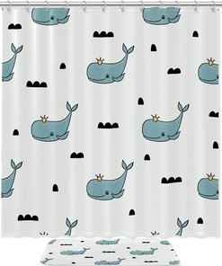 Grey Whale Shower Curtain with Waterproof Material for a Subtle Look 