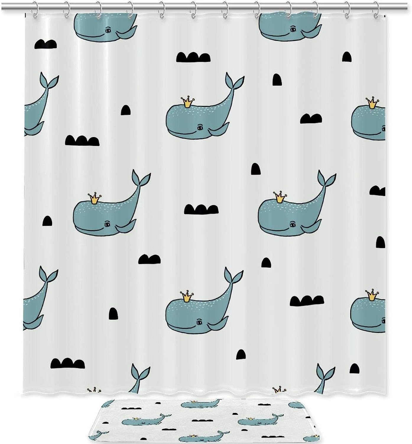 Grey Whale Shower Curtain with Waterproof Material for a Subtle Look