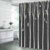Grey White Abstract Birch Forest Bird Country Nature Landscape Shower Curtain For Chic Bathroom Decor