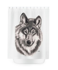 Grey Wolf Original Artwork Polyester Shower Curtain Perfect for Any Wildlife Lover's Bathroom Decor 