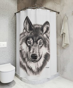 Grey Wolf Original Artwork Polyester Shower Curtain Perfect for Any Wildlife Lover's Bathroom Decor