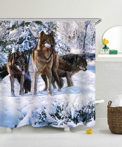 Grey Wolf Portrait Shower Curtain
