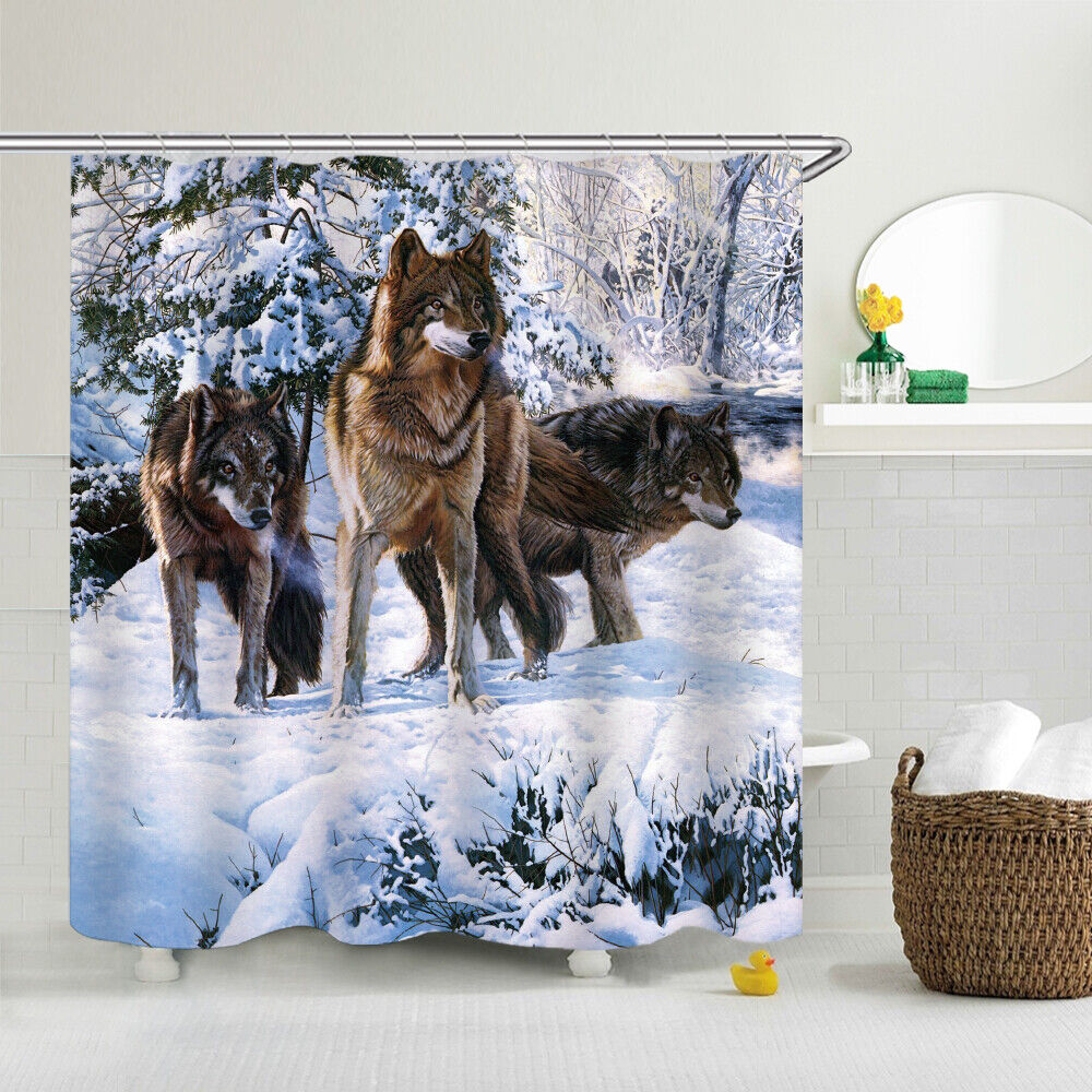 Grey Wolf Portrait Shower Curtain