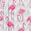 Grey Zigzag Stripe Flamingos Shower Curtain, Tropical Bird Theme for Modern Bathroom