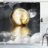 Greyscale World with Clouds Moon Shower Curtain for Moody Bathroom Decor 