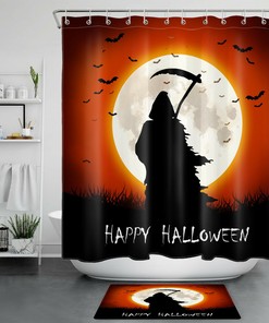 Grim Reaper With Bats For Happy Halloween Shower Curtain For Bathroom