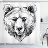 Grizzly Bear Ink Sketch Print Animal Shower Curtain For Bathroom Decor