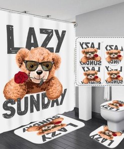 Grizzly Bear Shower Curtain For A Rustic Bathroom Decor, Lodge-Themed Bathroom Accessories