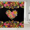 Groovy Heart Shaped Paisley Print Shower Curtain For Bohemian Bathroom Decor