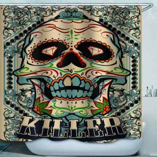 Grotesque Skull 3D Waterproof Fabric Bathroom Decoration Shower Curtain - Image 3