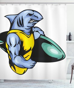 Grumpy Surfer Muscle Body Print Shower Curtain for Your Bathroom