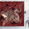 Grunge Angry Dragon Shower Curtain - Cloth Fabric Bathroom Decor In Ivory And Ruby