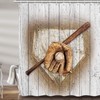 Grunge Baseball Glove Shower Curtain, Sports Theme Bathroom Decor 