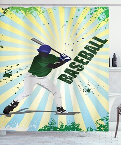 Grunge Baseball Pop Art Shower Curtain: Perfect For Sports Enthusiasts Bathroom Decor
