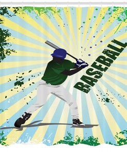 Grunge Baseball Pop Art Shower Curtain: Perfect For Sports Enthusiasts Bathroom Decor