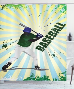 Grunge Baseball Pop Art Shower Curtain: Perfect For Sports Enthusiasts Bathroom Decor