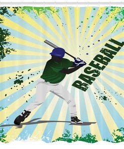 Grunge Baseball Pop Art Shower Curtain: Perfect For Sports Enthusiasts Bathroom Decor