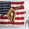 Grunge Baseball Print American Flag Shower Curtain For Your Bathroom