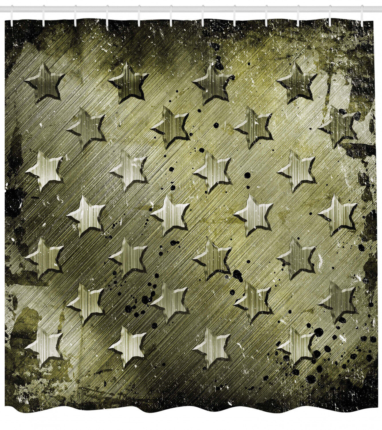 Grunge Effect Stars Print American Shower Curtain For Your Bathroom - Image 2