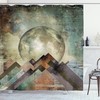 Grunge Effect Stripes Moon Shower Curtain for Edgy Bathroom Decor 