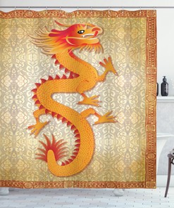 Grunge Floral Ancient Dragon Shower Curtain For A Unique Bathroom