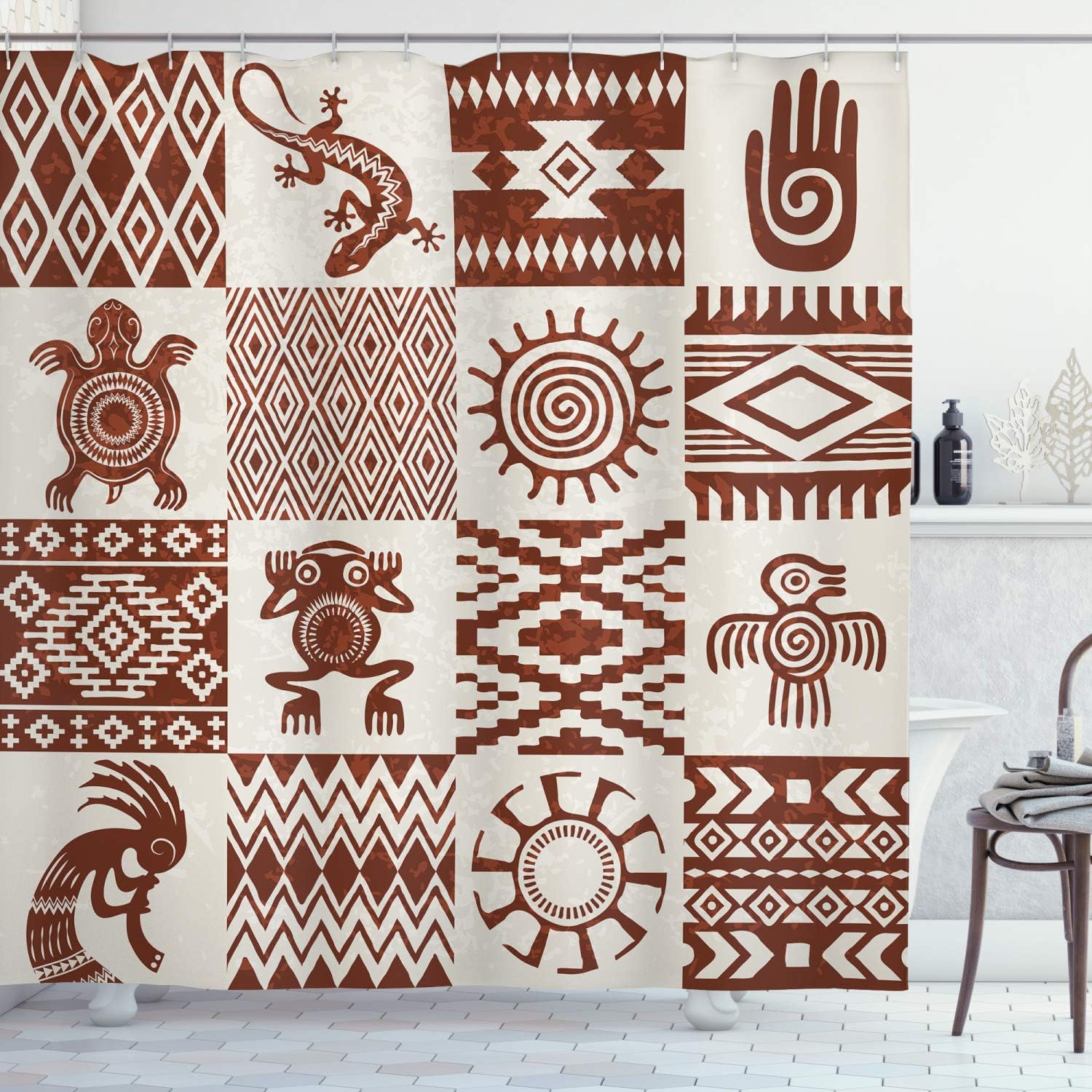 Grunge Look Frames Shower Curtain For Rustic Bathroom Decor