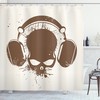 Grunge Retro Skull Print Music Shower Curtain for Bathroom 